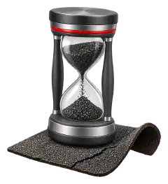 Hourglass on an old curled shingle Hourglass filled with roofing granules resting on an old, curled shingle.
